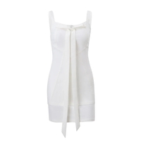 White French Elegant Bow Mini Dress  - Thumbnail 8