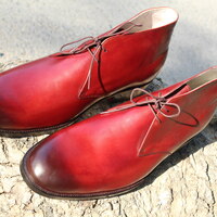 Handmade Red Genuine Leather Chukka Boot - Thumbnail 2