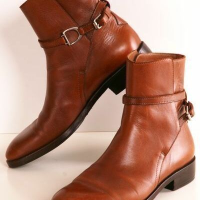 Handmade men casual brown leather buckle strap ankle jodhpur jumper boots - Thumbnail 4
