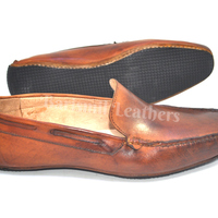 New handmade driver loafers brown patina men dress original leather shoes formal wear shoes - Thumbnail 3