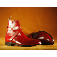  Handmade Men's Red Jodhpurs Leather Dress Ankle Boots - Thumbnail 2
