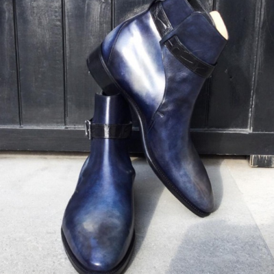 A unique platinum velvet patina with a double-sided strap in alligator and pearl grey jodhpur boot - Thumbnail 3