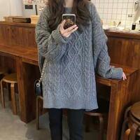 Cable Knit Long-line Sweater - Thumbnail 2