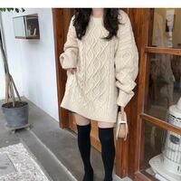 Cable Knit Long-line Sweater - Thumbnail 3