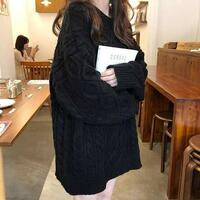 Cable Knit Long-line Sweater - Thumbnail 4