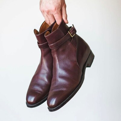 New men handmade jodhpur strap genuine leather ankle boot - Thumbnail 3