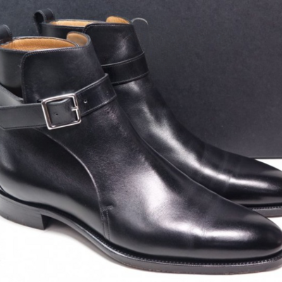 Handmade black calf leather jodhpur strap boot - Thumbnail 4