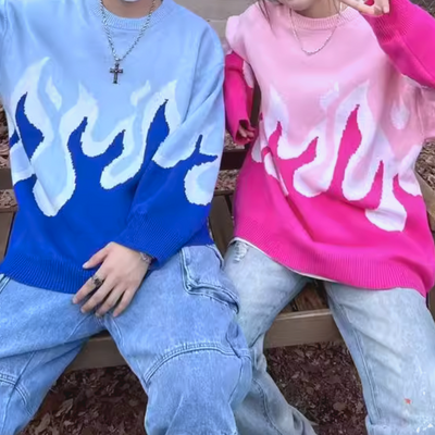 *free shipping*90s flame sweater