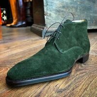 Green Suede Leather Mens Chukka Boot - Thumbnail 1
