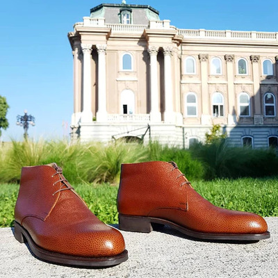 Handmade Chukka Boots - Cognac Scotchgrain Leather