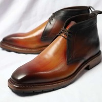 Handmade Brown Patina Classic Chukka Lace up Boot - Thumbnail 1