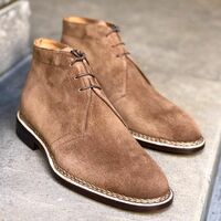 Norwegian Welted Chukka Boots - Medium Camel Suede Leather - Thumbnail 1