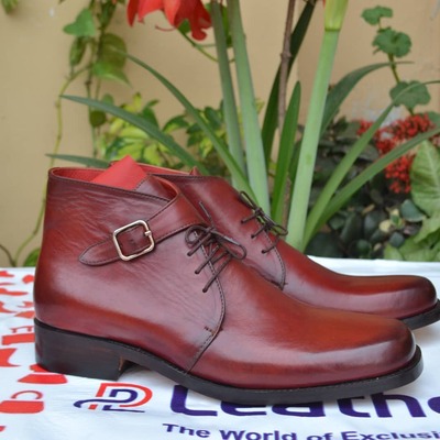 Handmade red color classic chukka boot - Thumbnail 3
