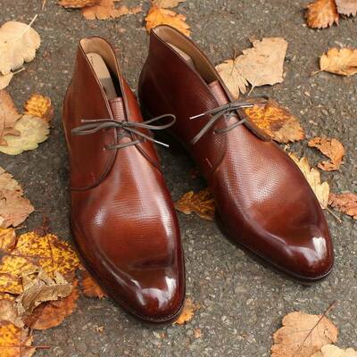 New handmade mens brown leather chukka boot - Thumbnail 2