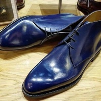Handmade Mens Fashion Blue Chukka Boot - Thumbnail 1