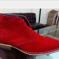 New Handmade Mens Red color Chukka Suede Leather Boot - Thumbnail 1