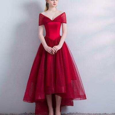 V neck tulle prom dress,evening dress - Thumbnail 2