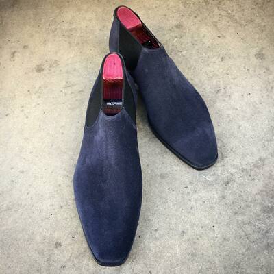 Navy Suede Leather Men Chelsea Boot 