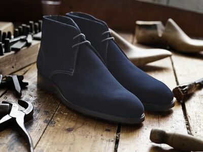 Handmade Blue Suede Leather Chukka Boot