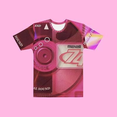Vaporwave Maxell 74 min MD T Shirt in Pink