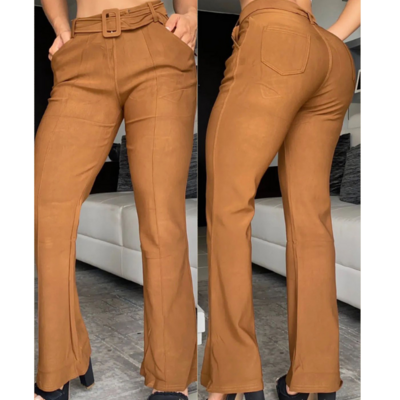 Elegant solid color women long pants