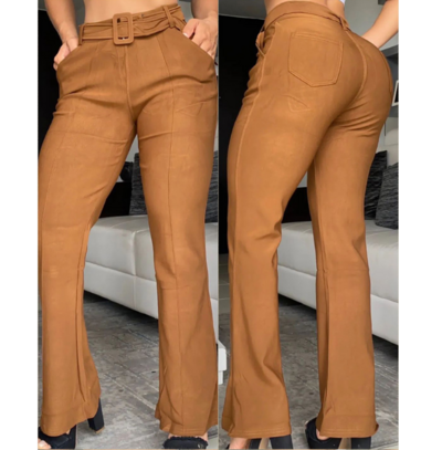 Elegant Solid Color Women Long Pants
