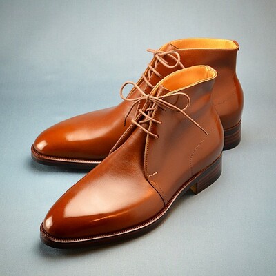 Handmade Men Brown 3 Eyelet Chukka Boot