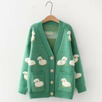 Sheep knit cardigan sweater coat - Thumbnail 1
