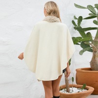  Fur Collar Cape, Winter Shawl, Cape for Winter Wedding Party, Woolen Cape - Thumbnail 7