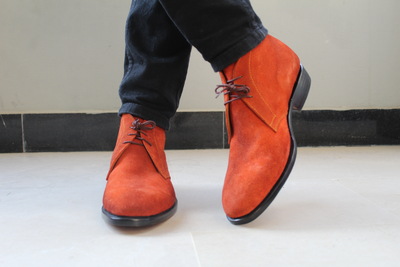 Tan Color Suede Leather Chukka Lace up Dress Boot