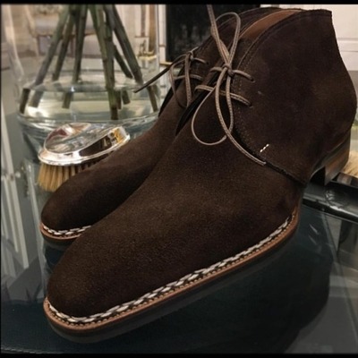 New handmade brown suede chukka lace up boot - Thumbnail 4