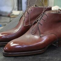 Hatch Grain Leather and Almond Toe Chukka Boot - Thumbnail 1