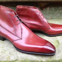 Vintage Cherry Calf Leather Arran Chukka Boots - Thumbnail 1