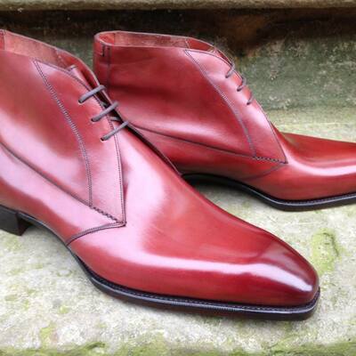 Vintage cherry calf leather arran chukka boots - Thumbnail 2