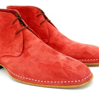Handmade mens classic red color chukka suede leather boots - Thumbnail 4