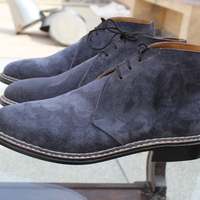 Classic Handmade Gray Suede Leather Norwegian Welted Chukka Lace up Boot - Thumbnail 4