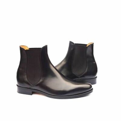 Handmade Black Calf Leather Chelsea Men Fashion Dress Boot