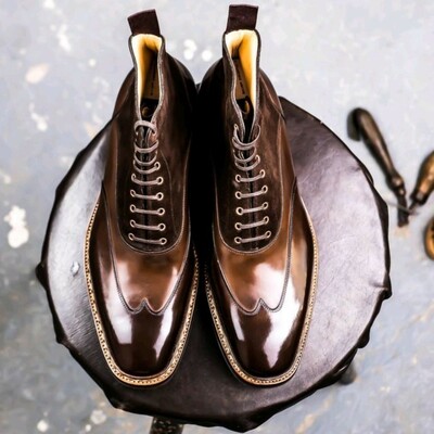 The Long Ankle High Wingtip Oxford Lace up Dress Boots⁣