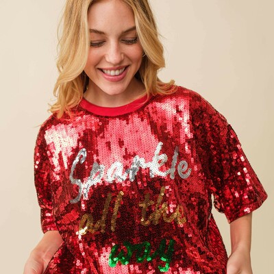 Sparkle all the way sequin cropped top