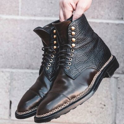 Handmade Men Genuine Leather Ankle High Men Lace up Boot