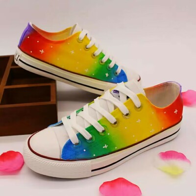 Rainbow gradient hand-painted shoes - Thumbnail 3