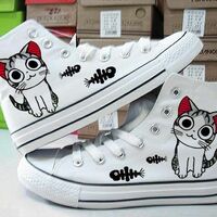 New cute cat hand-painted shoes - Thumbnail 2