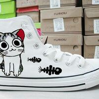 New cute cat hand-painted shoes - Thumbnail 3