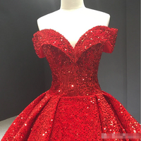 Sweet 16 Dresses Red Quinceanera Dresses off the shoulder  Lace Ball Gown Style - Thumbnail 1