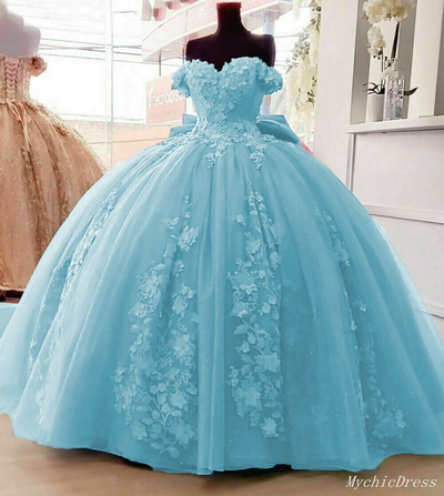 Sweet 16 Dresses Blue Tulle Sequined Quinceanera Dresses Strapless Lace Ball Gown Style
