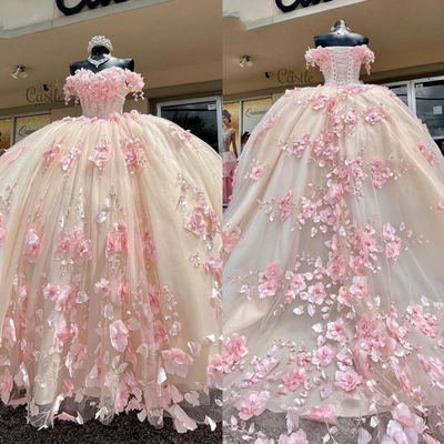 Pink appliques 15 dresses long quinceanera dresses jewel sleeveless - Thumbnail 5