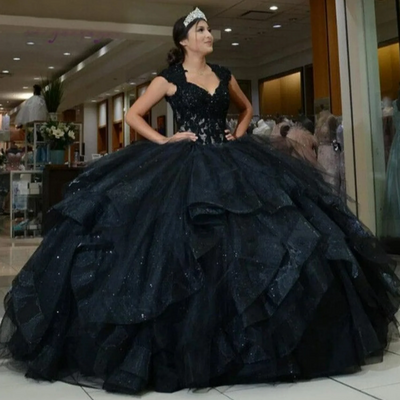 Sweetheart tiered ball gown appliques xv dresses quinceanera dresses  - Thumbnail 5