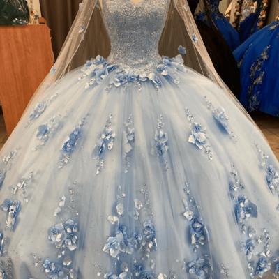 Blue ball gown sweet 16 dresses quinceanera dresses sweetheart beadings - Thumbnail 5