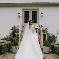 Simple Plus Size Wedding Dresses Sheer Deep V Neck Bridal Gowns Backless Lace Long Sleeves A Line Sweep Train Satin Vestido De Novia - Thumbnail 1