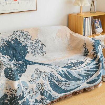 Japanese waves single sofa blanket decoration tapestry leisure blanket